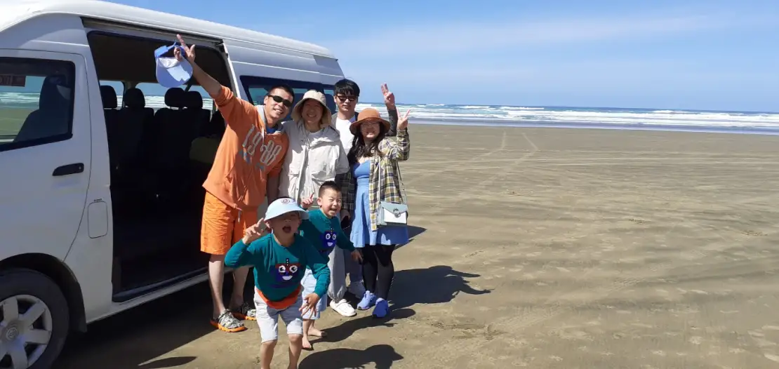 Happy customers on the beach